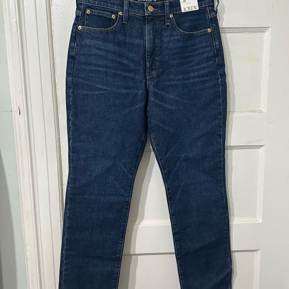 J. Crew High Rise Straight Jean in 1996 Semi-Stretch